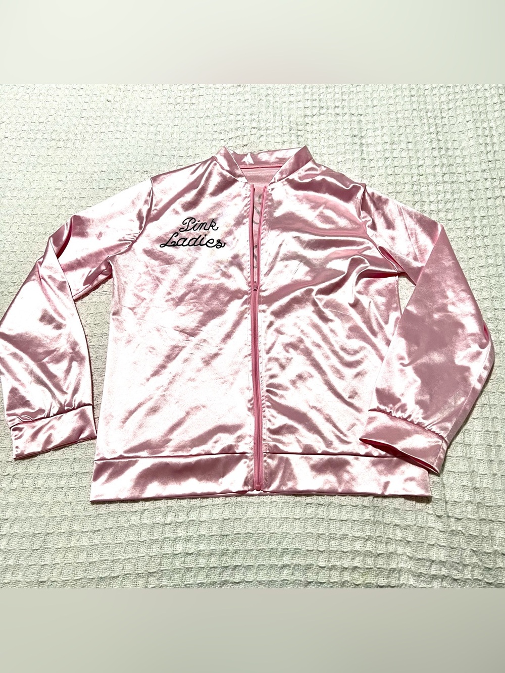 Pink Ladies Women’s Size XS Costume Jacket All Pink with Black Lettering Grease